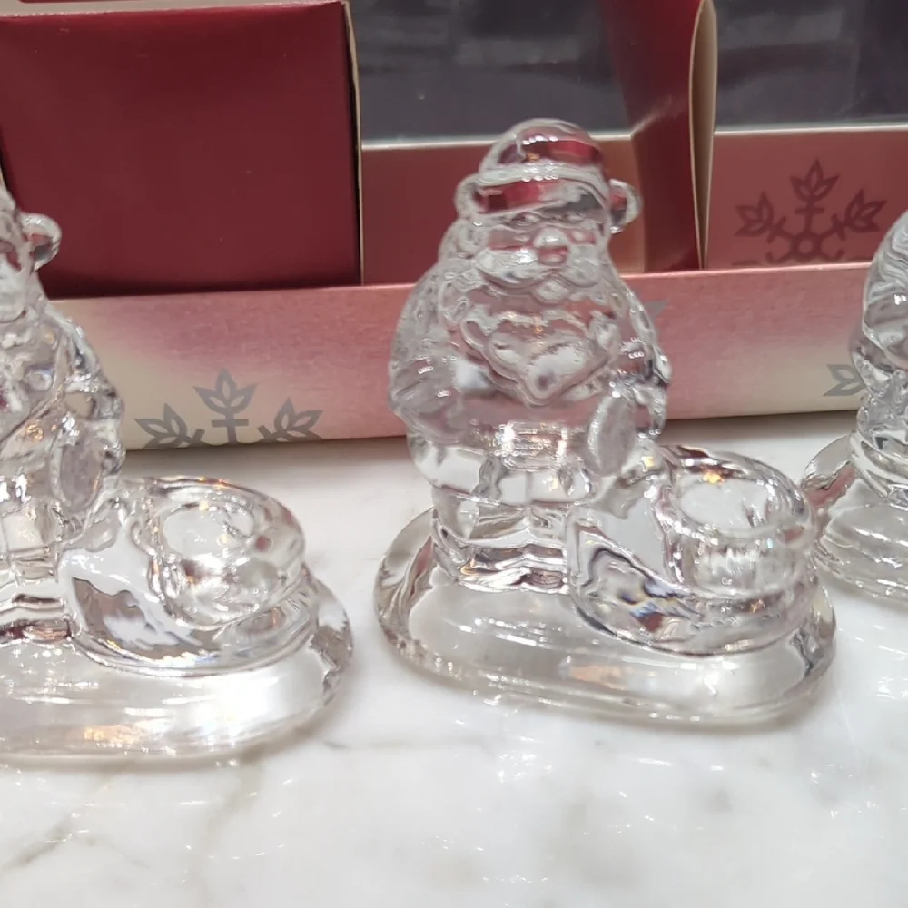 Williams Sonoma Santa Tiny Taper Holders - Red